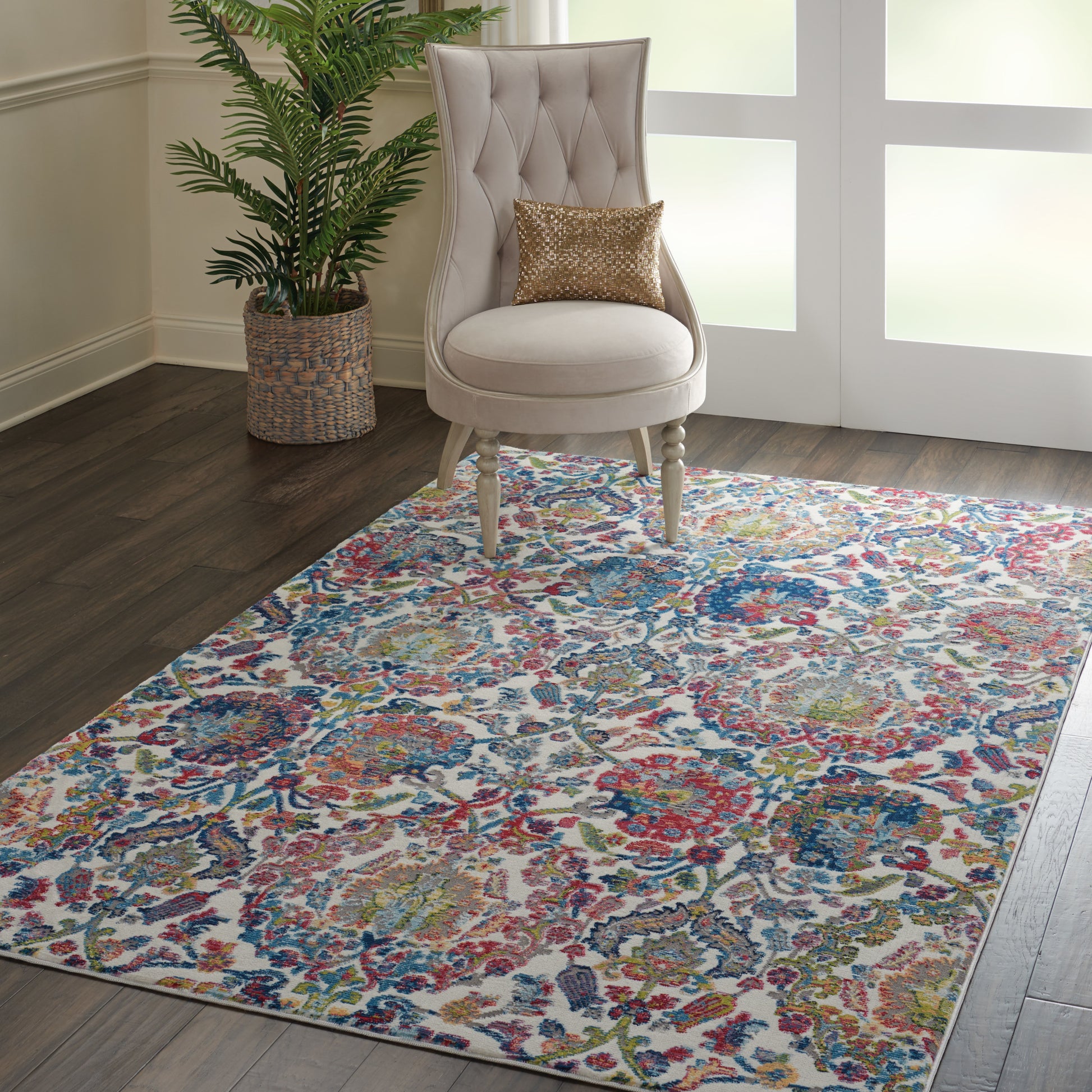 Nourison Home Ankara Global  Ivory Blue  Transitional