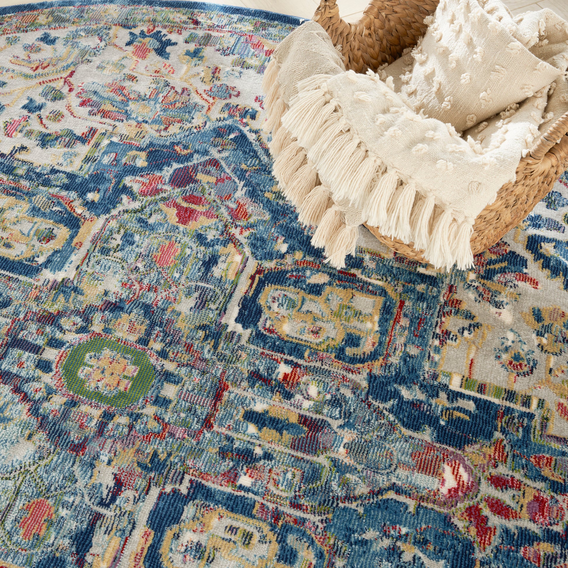 Nourison Home Ankara Global  Grey Navy  Transitional