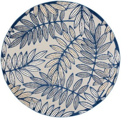 Nourison Home Aloha ALH18 Ivory Navy Contemporary Power-loomed Rugs