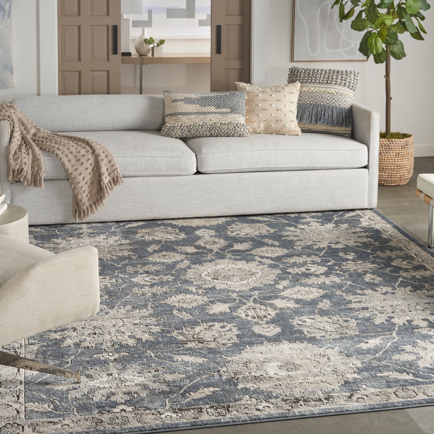 Nourison Home Quarry  Blue Beige  Traditional