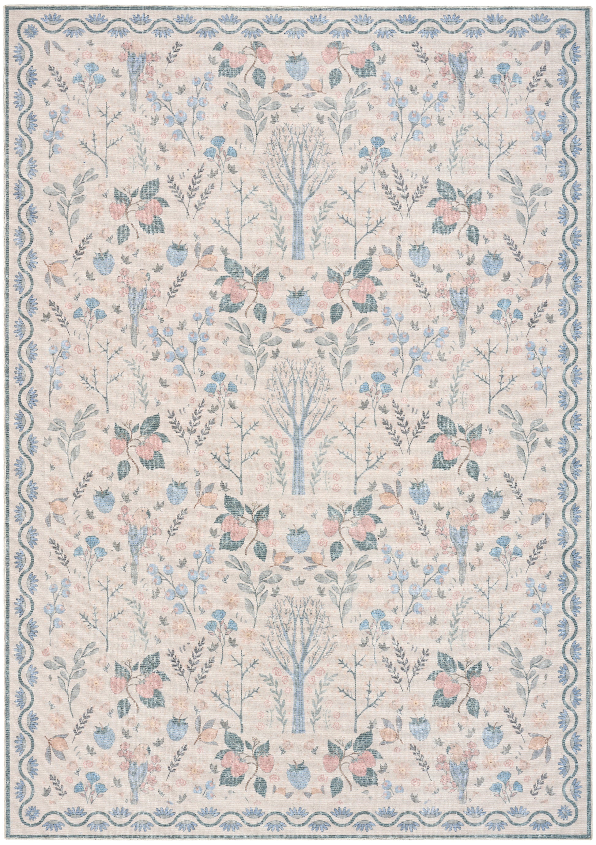 Nourison Home Botanical Washables  Ivory Multicolor  Contemporary