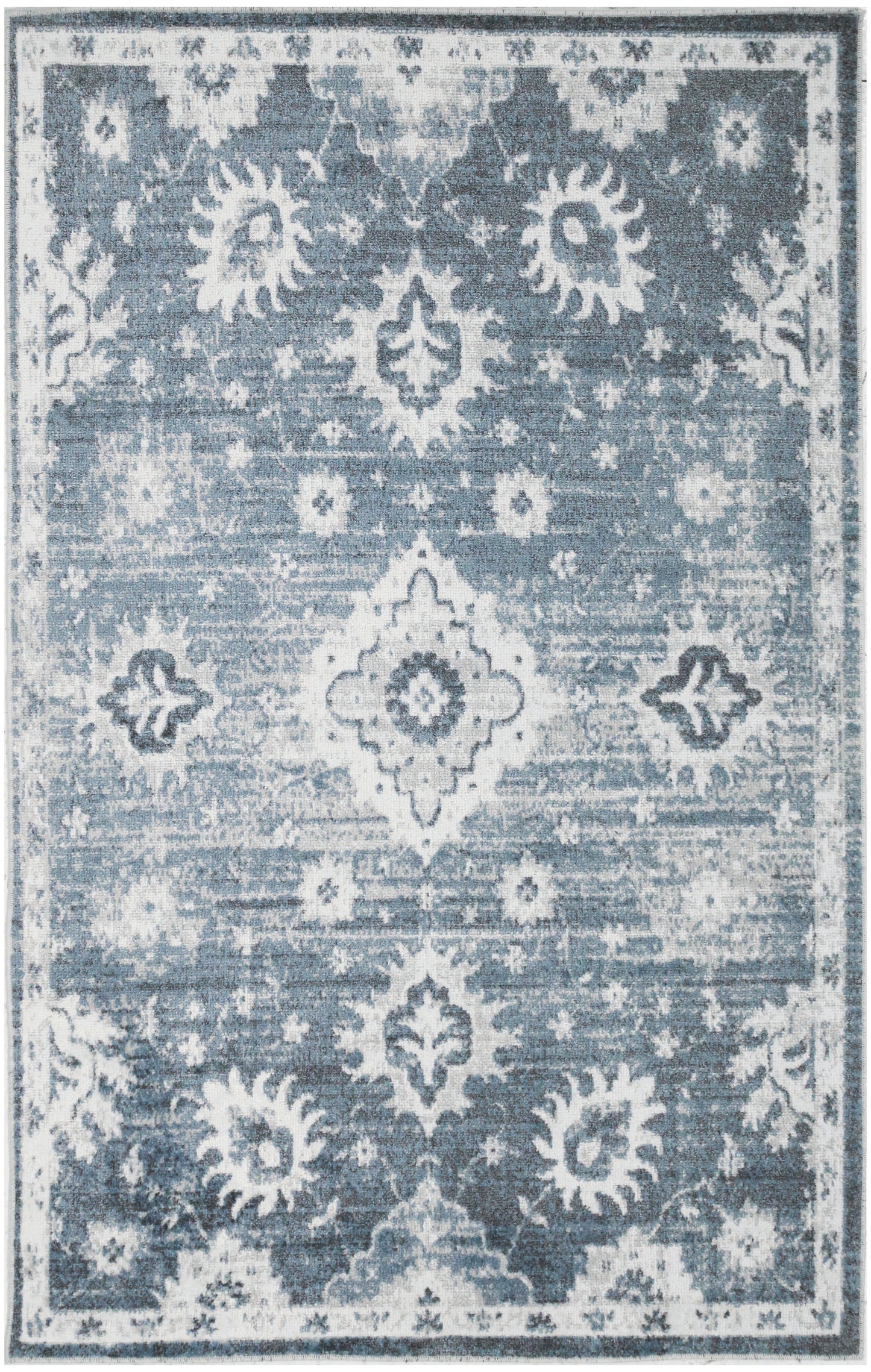 Nourison Home Astra Machine Washable ASW19 Denim Traditional Power-loomed Rug