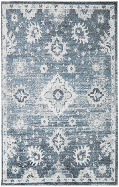 Nourison Home Astra Machine Washable ASW19 Denim Traditional Power-loomed Rug