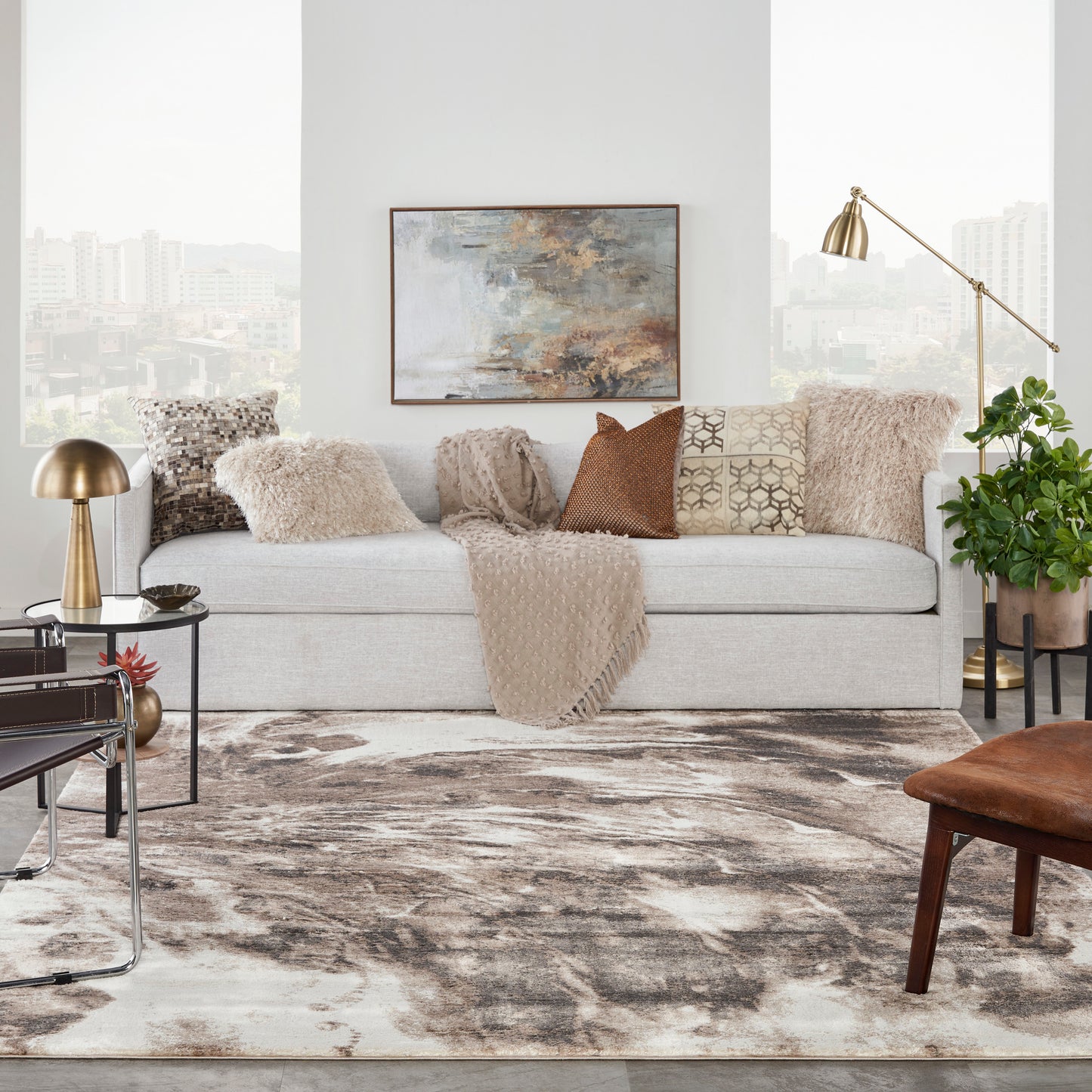 Nourison Home American Manor  Ivory Mocha  Contemporary