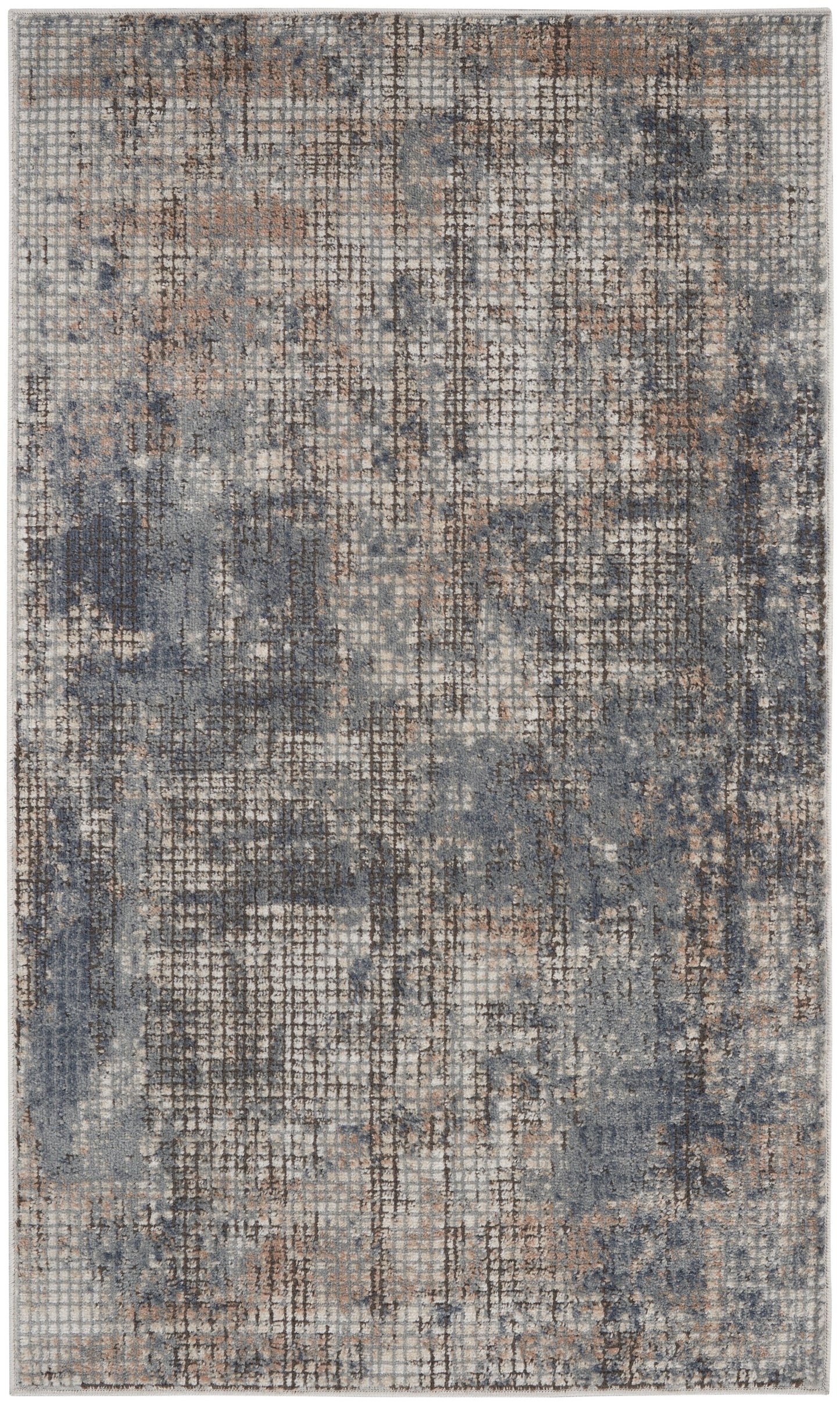 Nourison Home Quarry QUA02 Blue Beige Contemporary Power-loomed Rugs