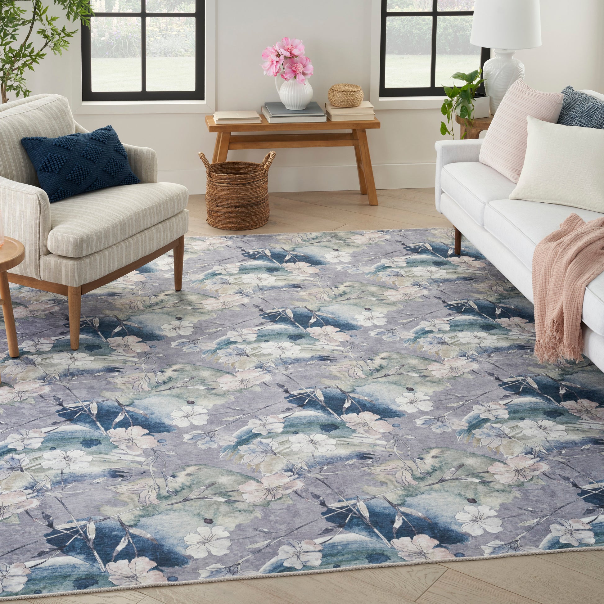 Nourison Home Nourison Washables  Grey Blue  Traditional