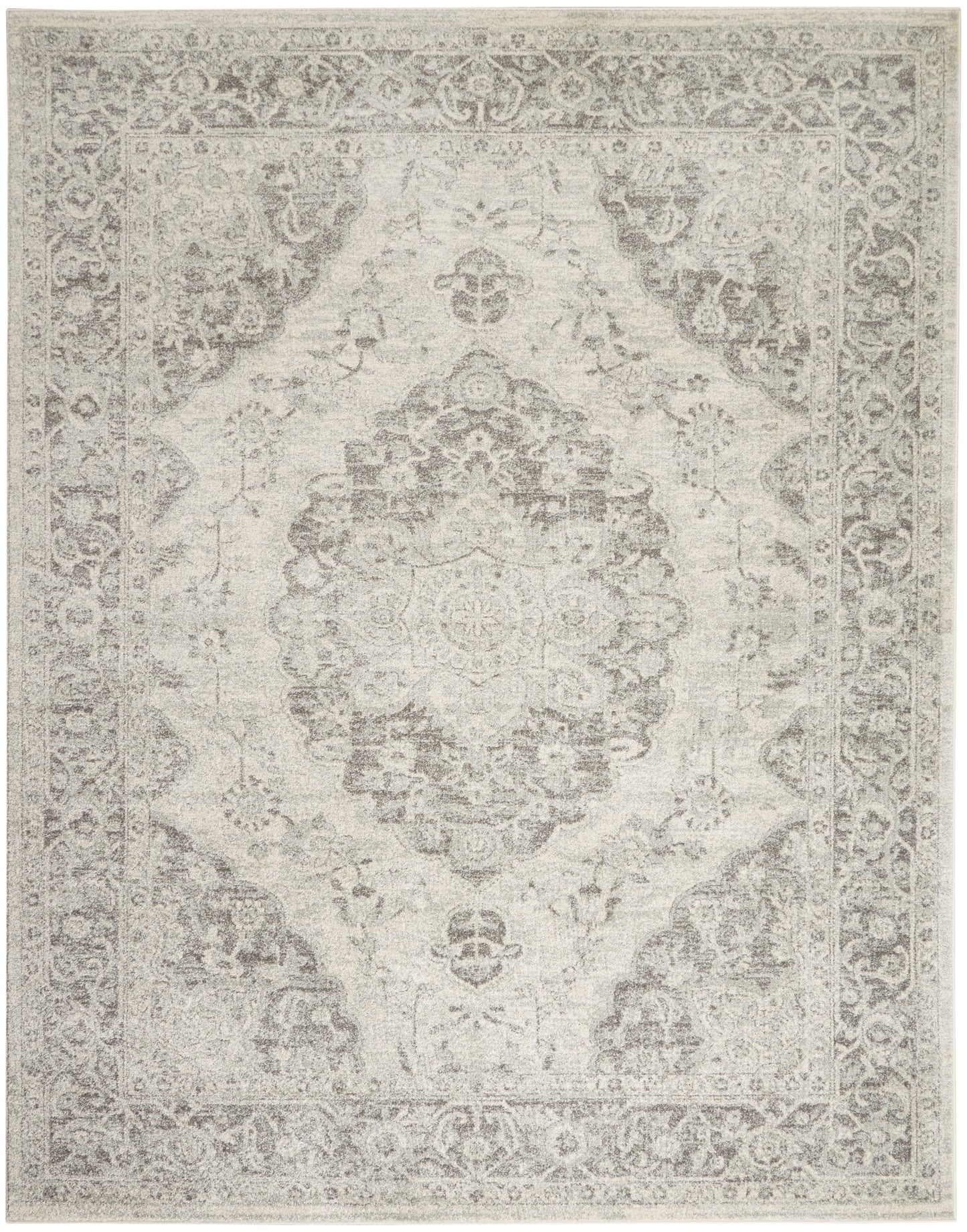 Nourison Home Tranquil TRA05 Ivory Grey Traditional Power-loomed Rug