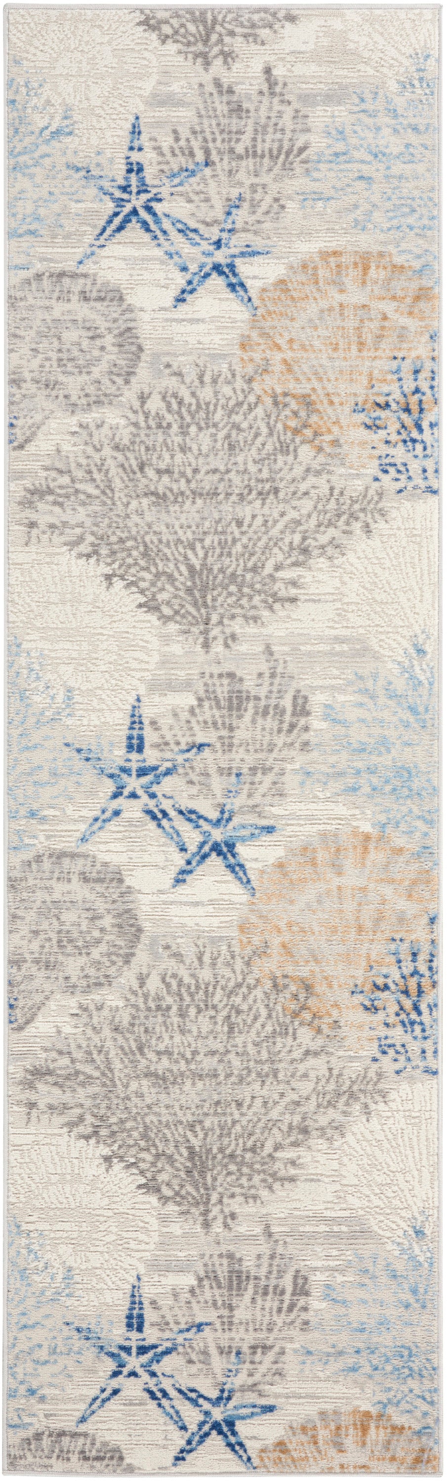 Nourison Home Seaside SDS04 Ivory Grey Blue Contemporary Power-loomed Rug