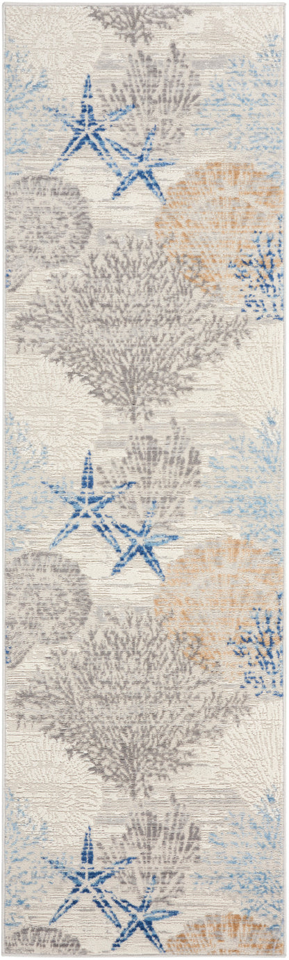 Nourison Home Seaside SDS04 Ivory Grey Blue Contemporary Power-loomed Rug