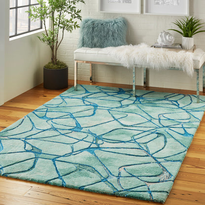 Nourison Home Symmetry  Aqua Blue  Contemporary