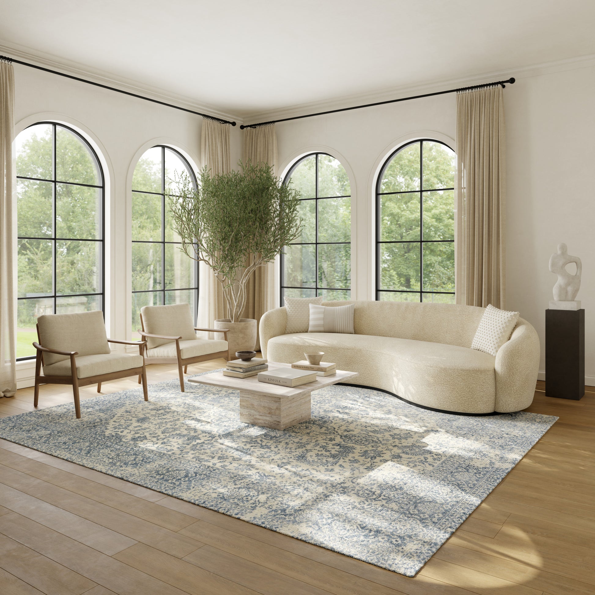 Nourison Home Azalea  Ivory Blue  Traditional