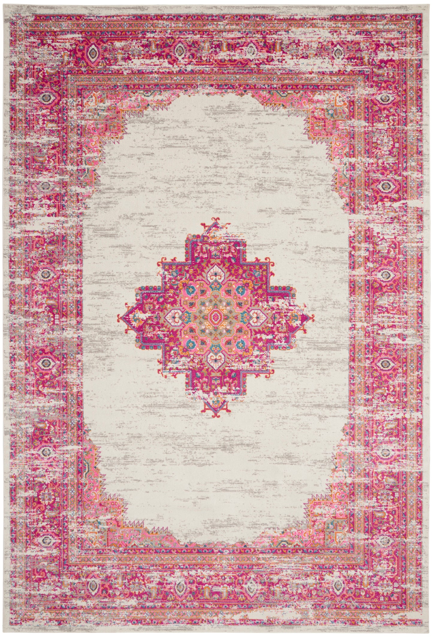 Nourison Home Passion PSN03 Ivory Fuchsia Transitional Power-loomed Rugs