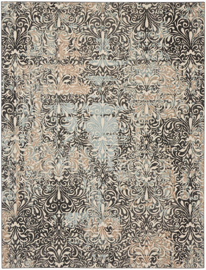 Nourison Home Marmara  Charcoal Teal Ivory  Contemporary