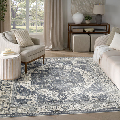 Nourison Home Quarry  Navy Ivory  Traditional