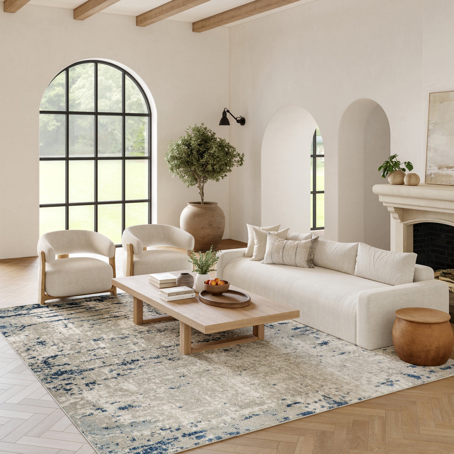 Nourison Home Quarry  Ivory Grey Blue  Contemporary