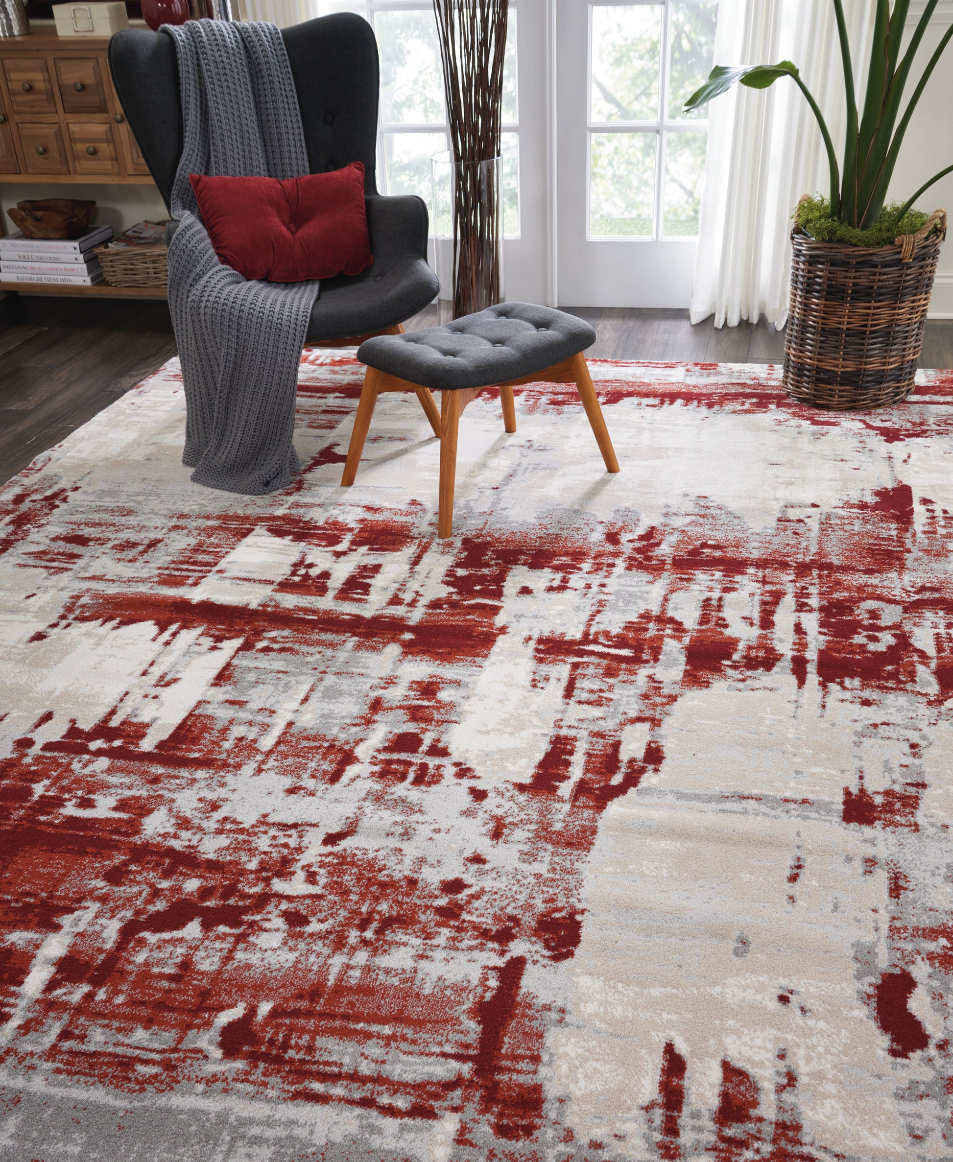 Nourison Home Maxell  Ivory Red  Contemporary