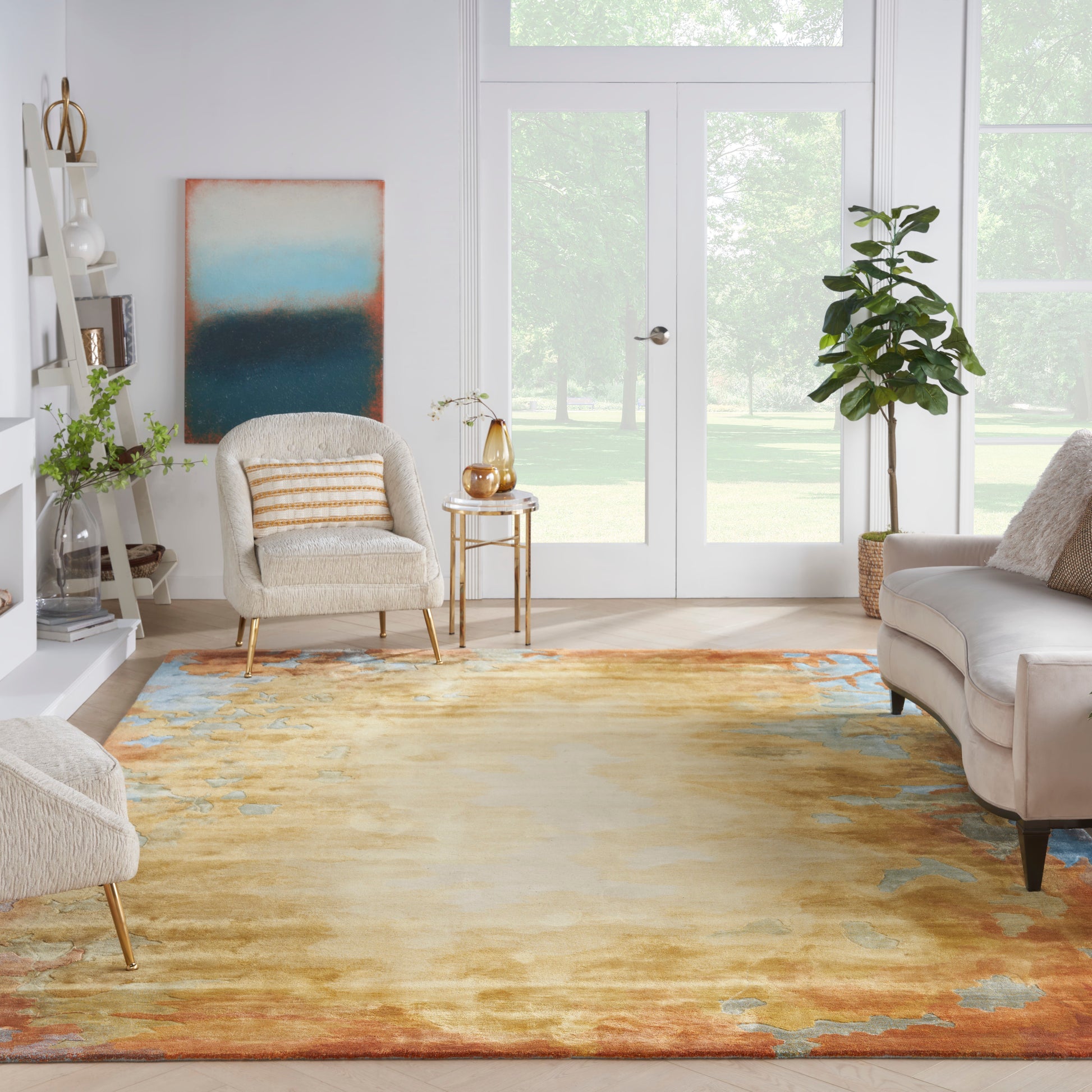 Nourison Home Prismatic  Gold Multicolor  Contemporary