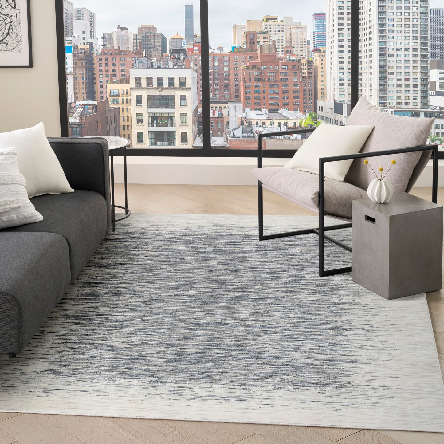 DKNY Grand Street  Ivory Blue  Contemporary