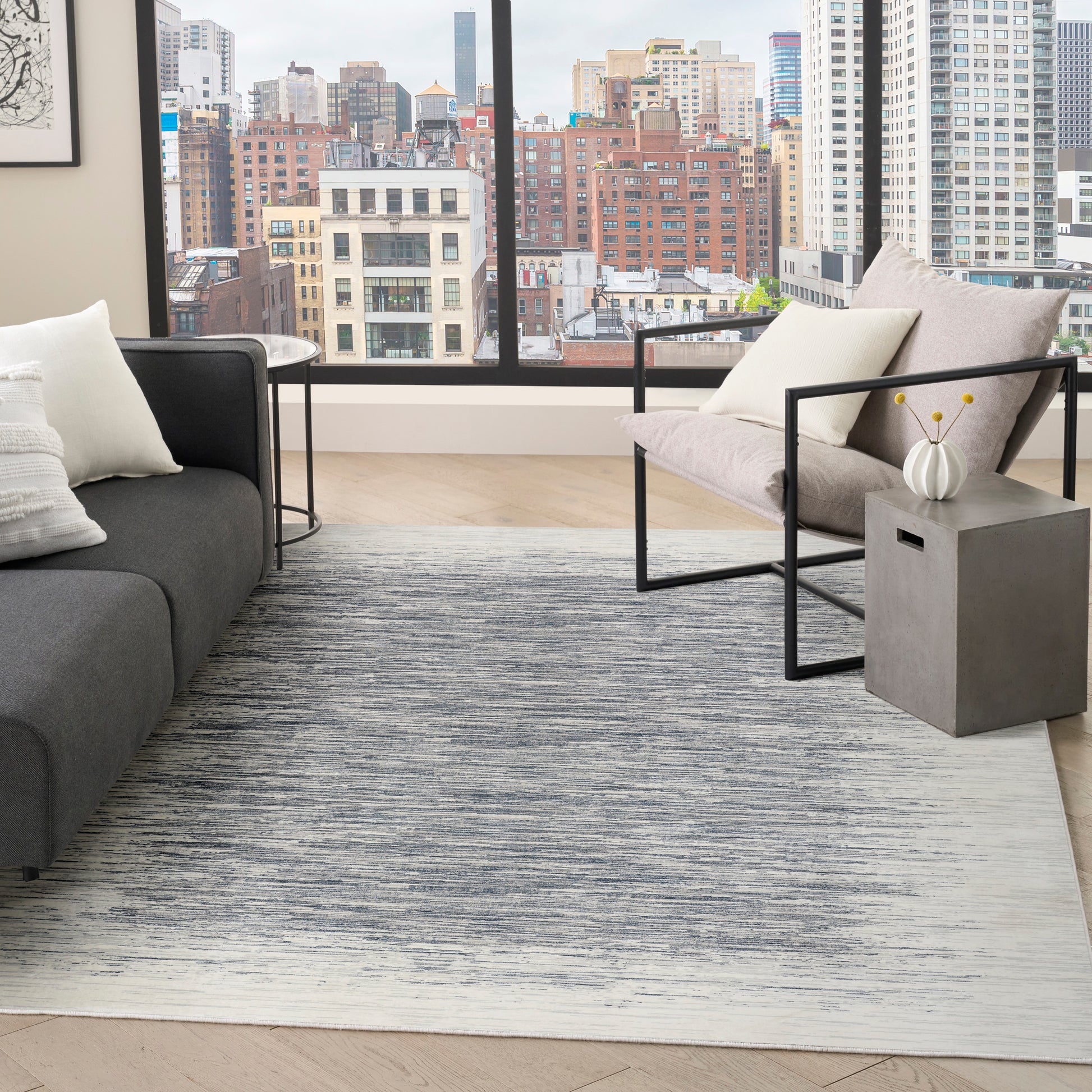 DKNY Grand Street  Ivory Blue  Contemporary