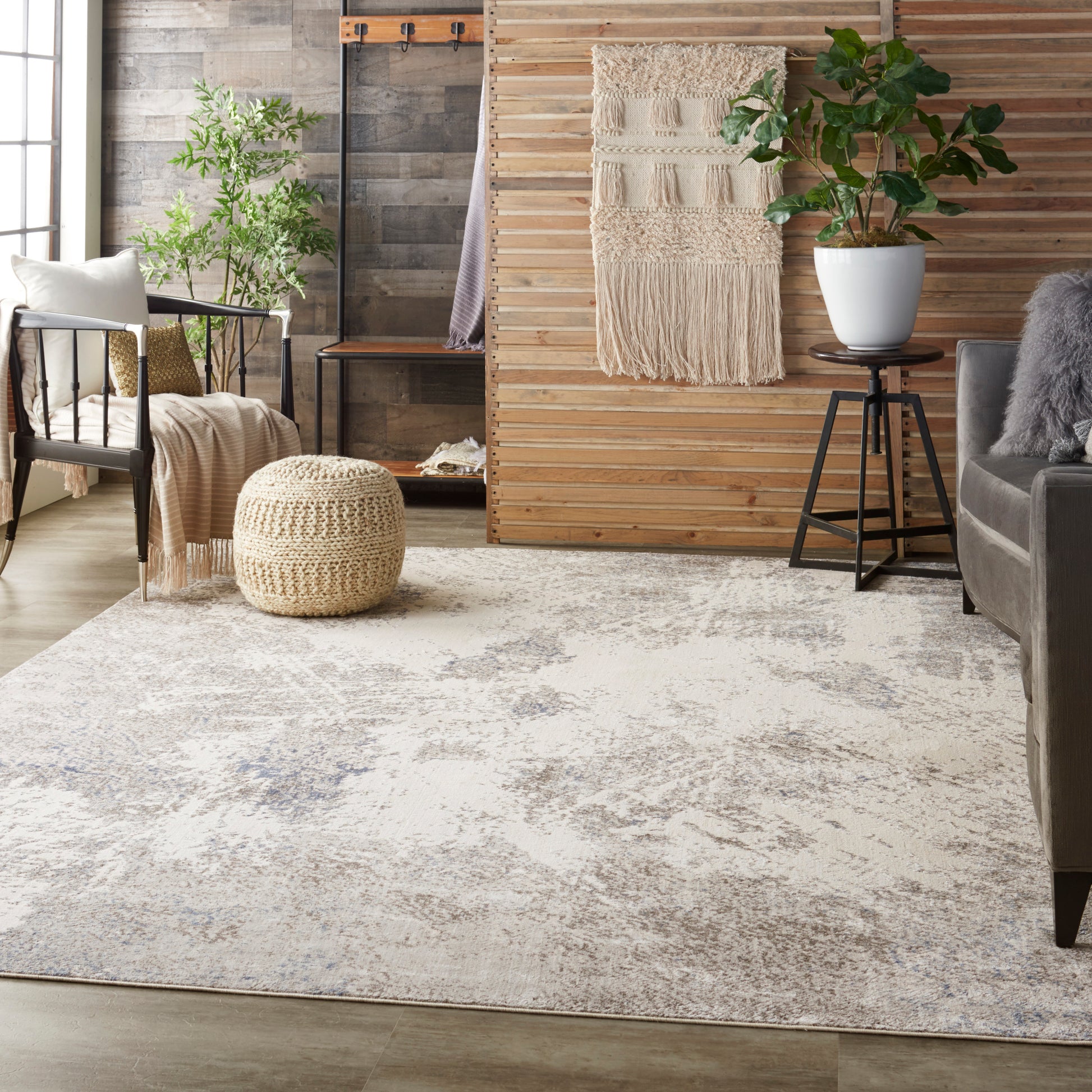 Nourison Home Silky Textures  Ivory Grey  Contemporary