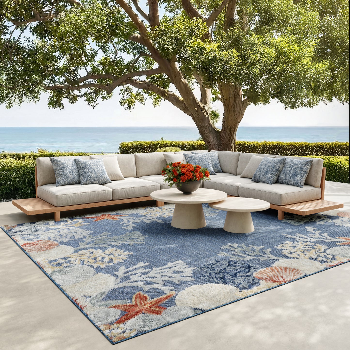 Nourison Home Suncoast  Denim Multicolor  Contemporary