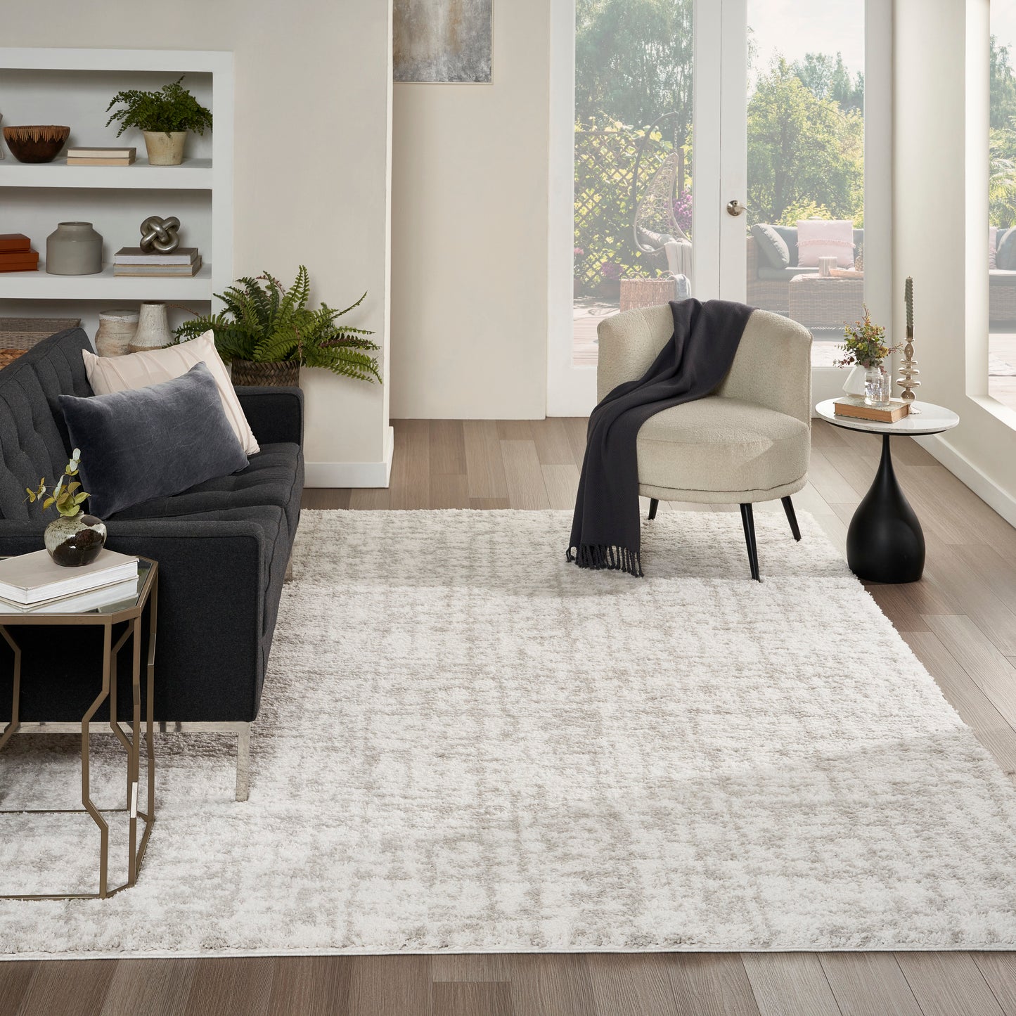 Nourison Home Modern Shag  Ivory Grey  Contemporary