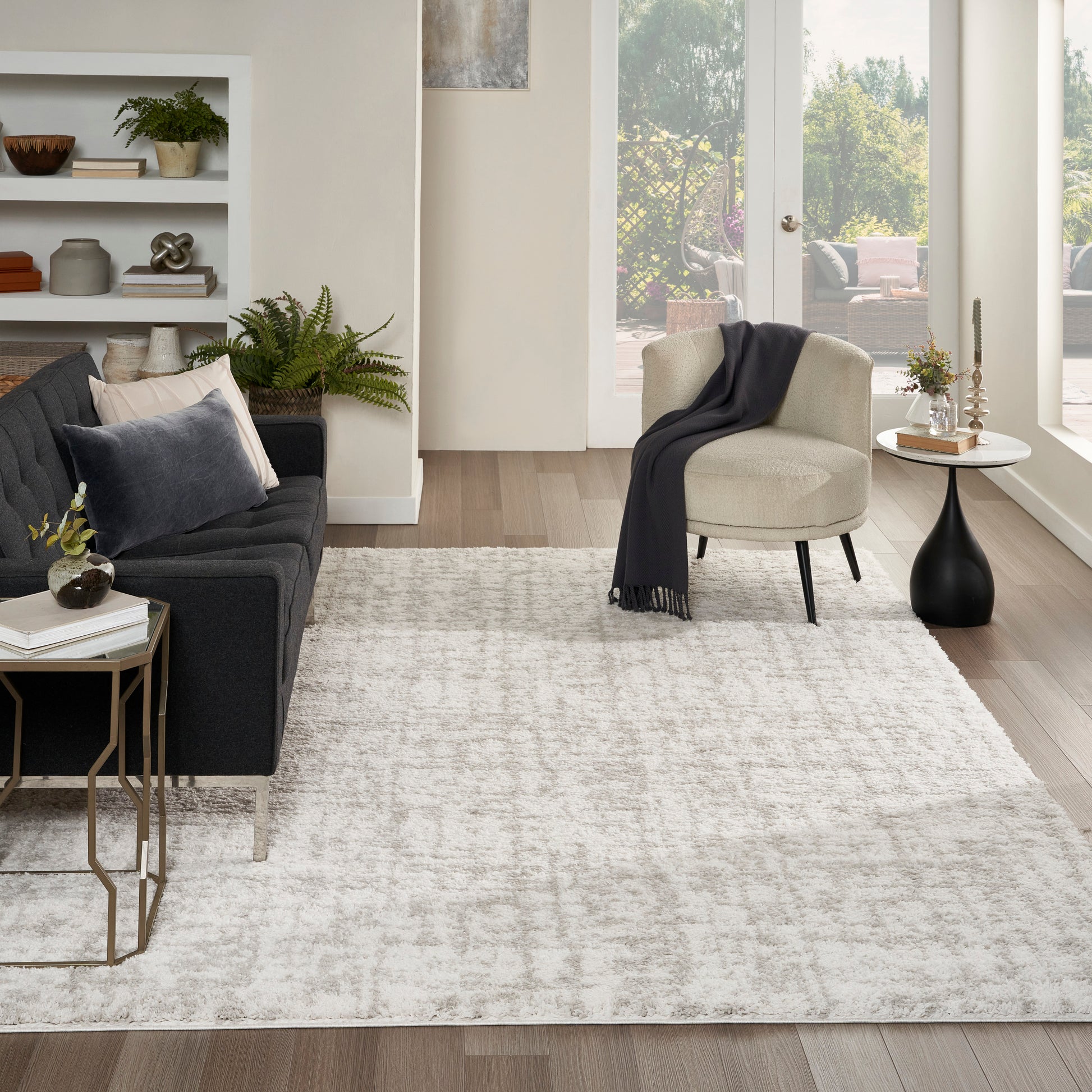 Nourison Home Modern Shag  Ivory Grey  Contemporary