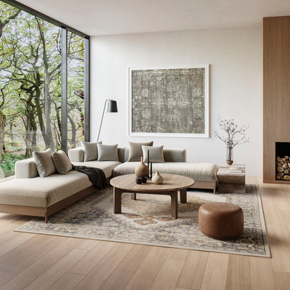 Nourison Home Astra Machine Washable  Grey Gold  Traditional