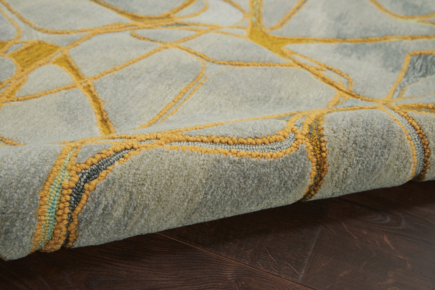 Nourison Home Symmetry  Grey Yellow  Contemporary
