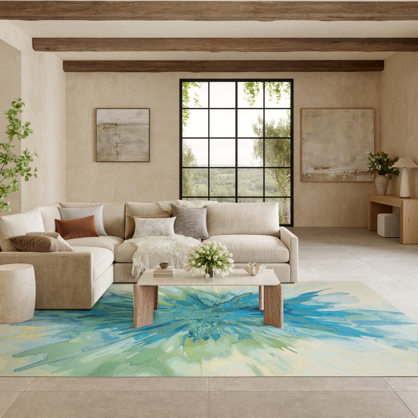 Nourison Home Color Splash  Ivory Blue  Contemporary