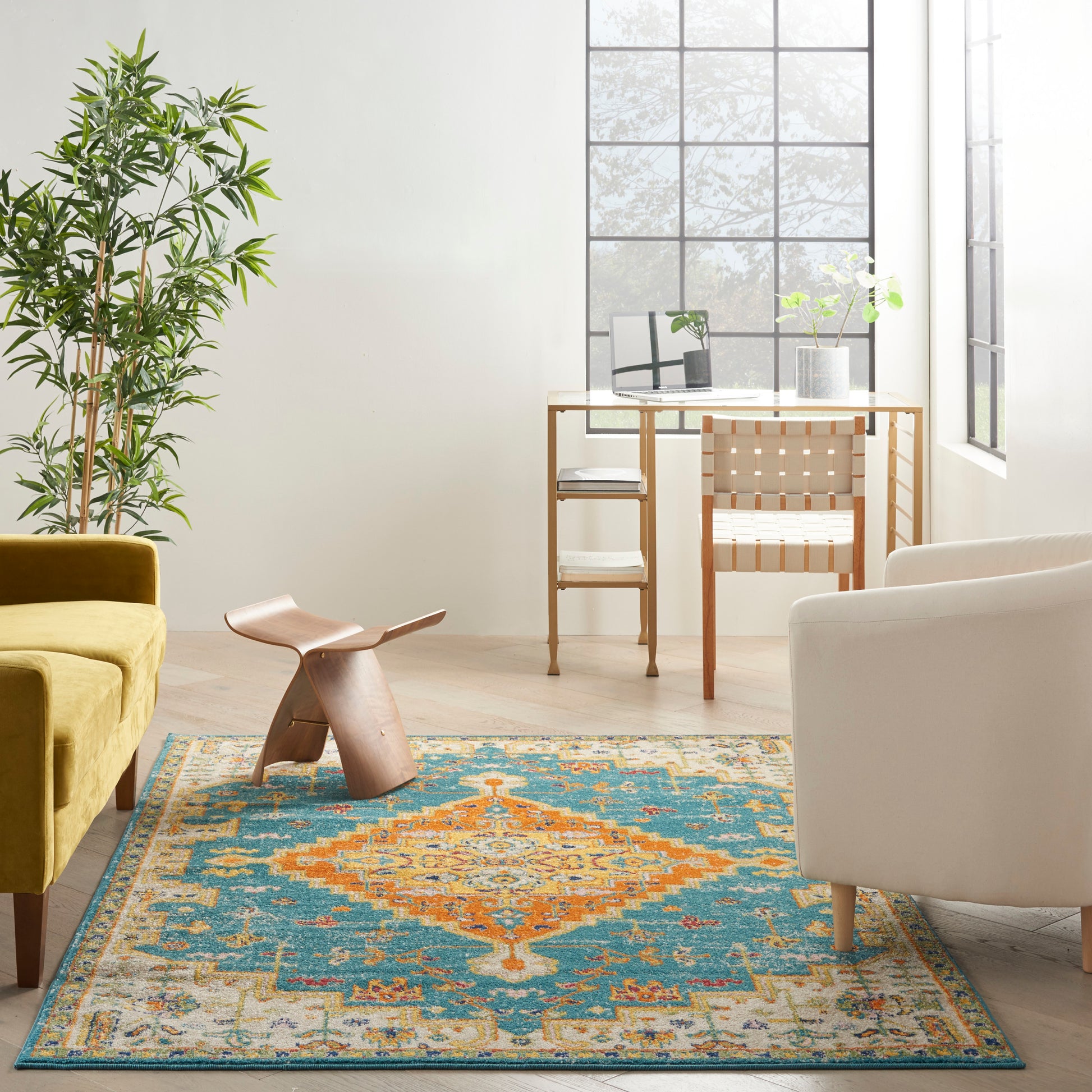 Nourison Home Allur  Turquoise Ivory  Transitional