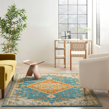 Nourison Home Allur  Turquoise Ivory  Transitional