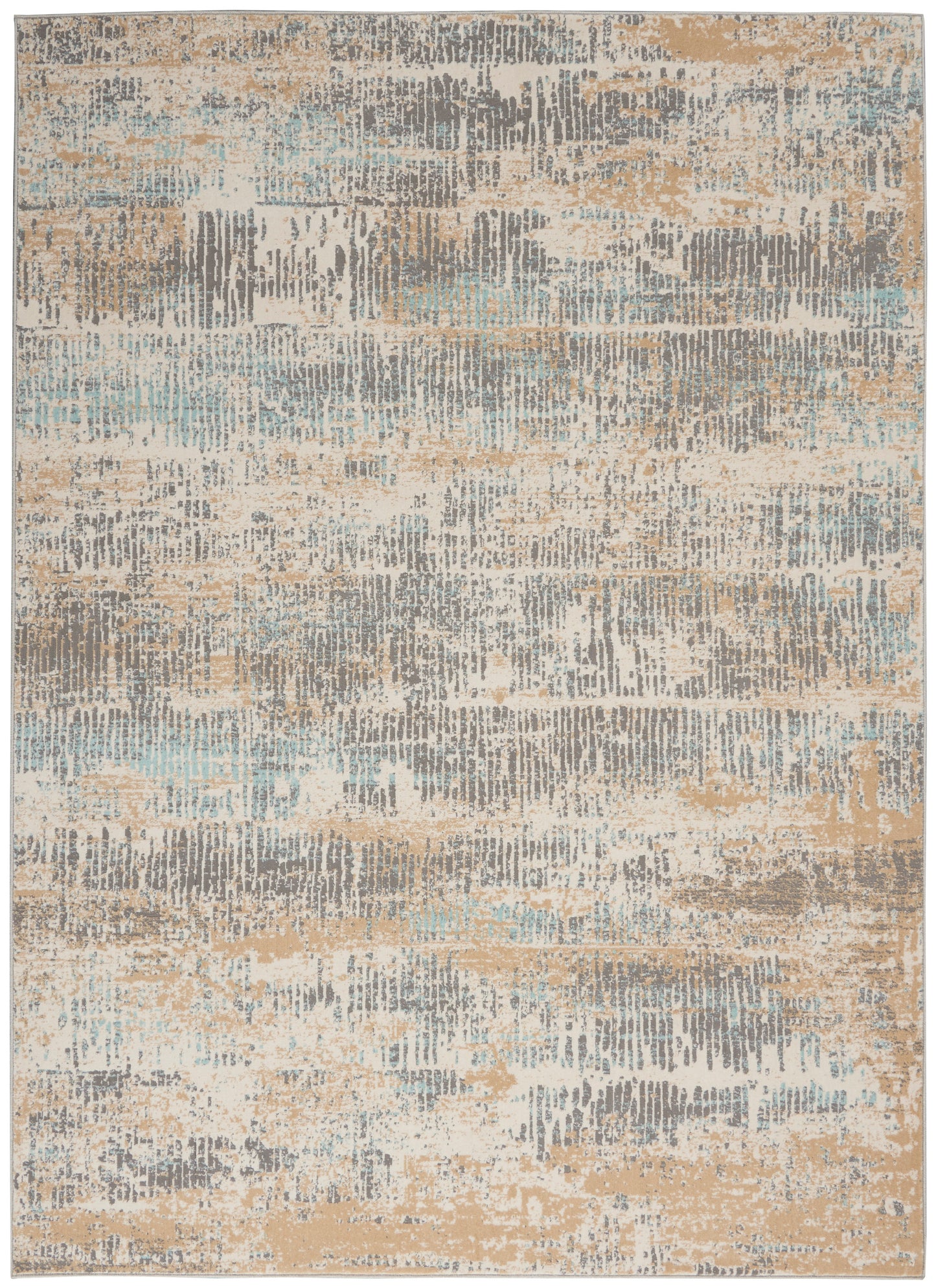 Michael Amini MA90 Uptown UPT03 Beige Aqua Contemporary Power-loomed Rug