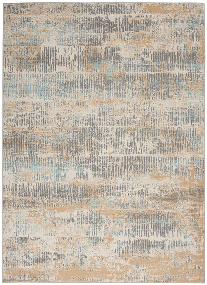 Michael Amini MA90 Uptown UPT03 Beige Aqua Contemporary Power-loomed Rug