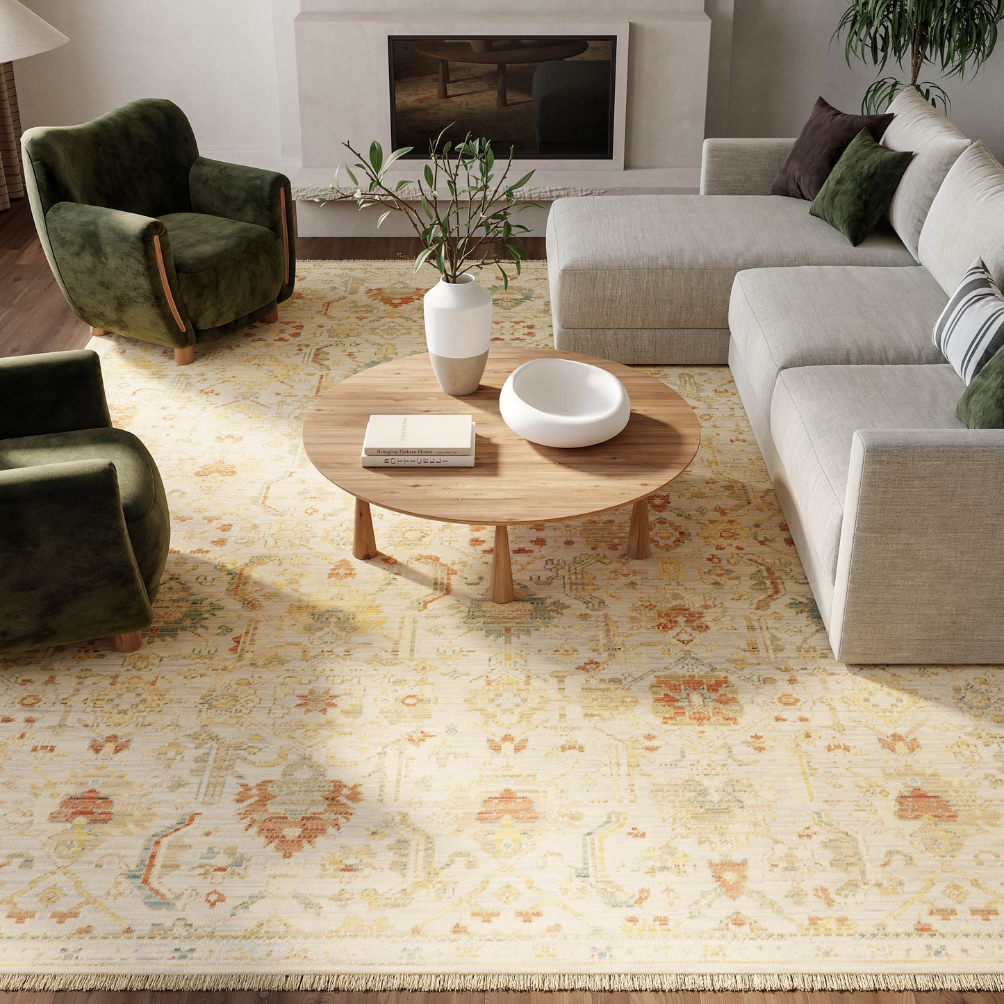 Nourison Home Antique Bloom  Taupe Multicolor  Traditional