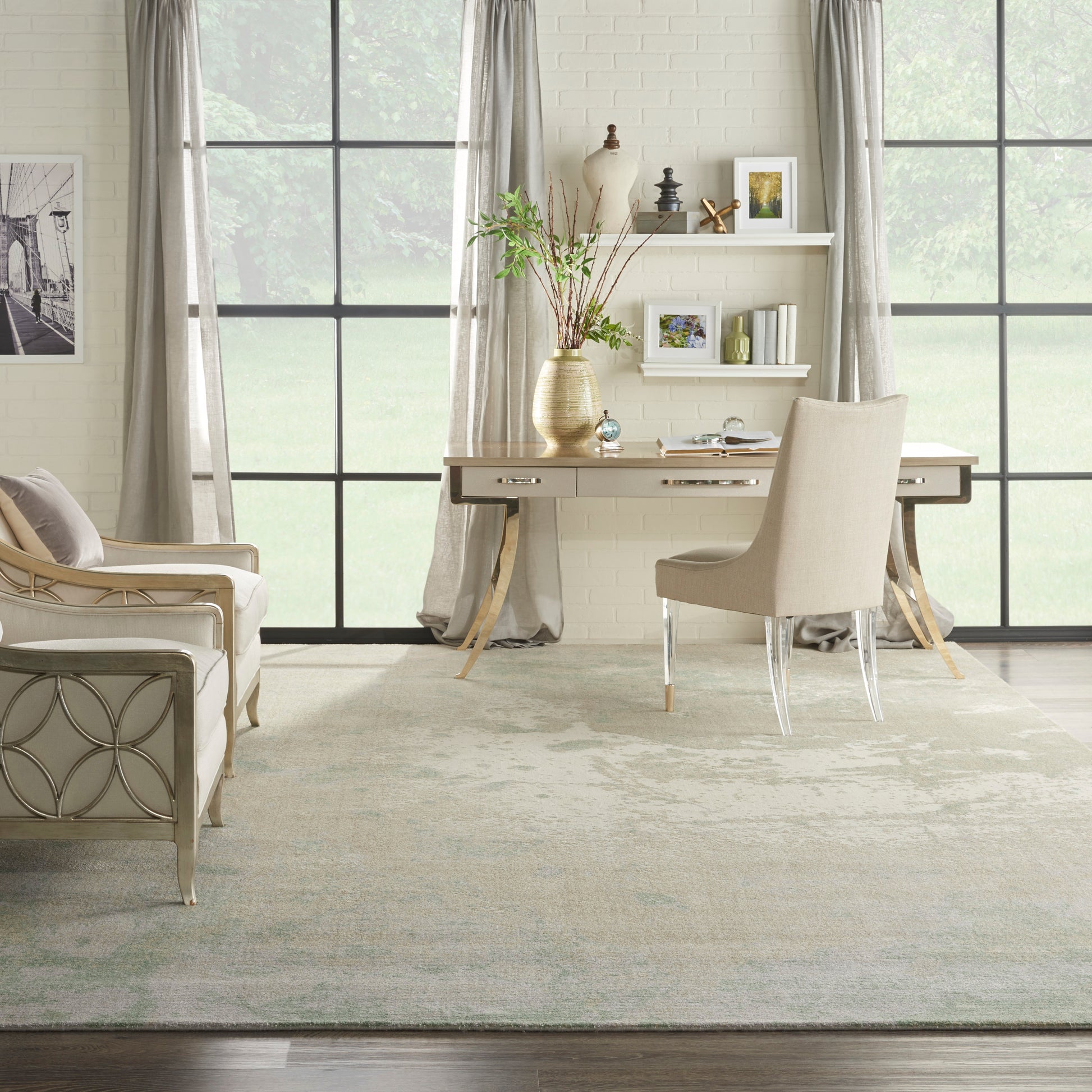 Nourison Home Twilight  Ivory Green  Contemporary