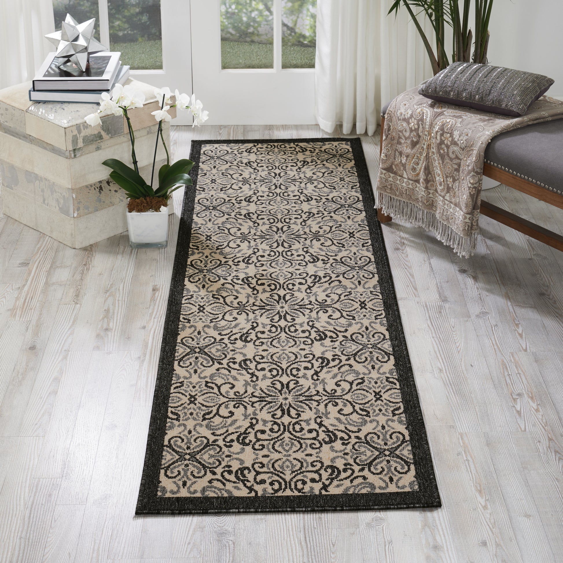Nourison Home Caribbean  Ivory Charcoal  Transitional