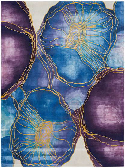 Nourison Home Prismatic PRS32 Blue Gold Contemporary Hand Tufted Rug