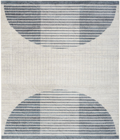 Nourison Home Astra Machine Washable ASW03 Ivory Blue Contemporary Power-loomed Rug