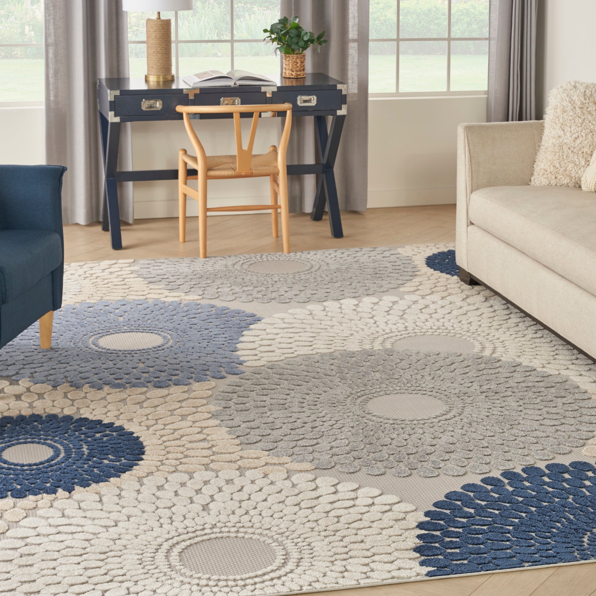 Nourison Home Aloha  Blue Grey  Contemporary