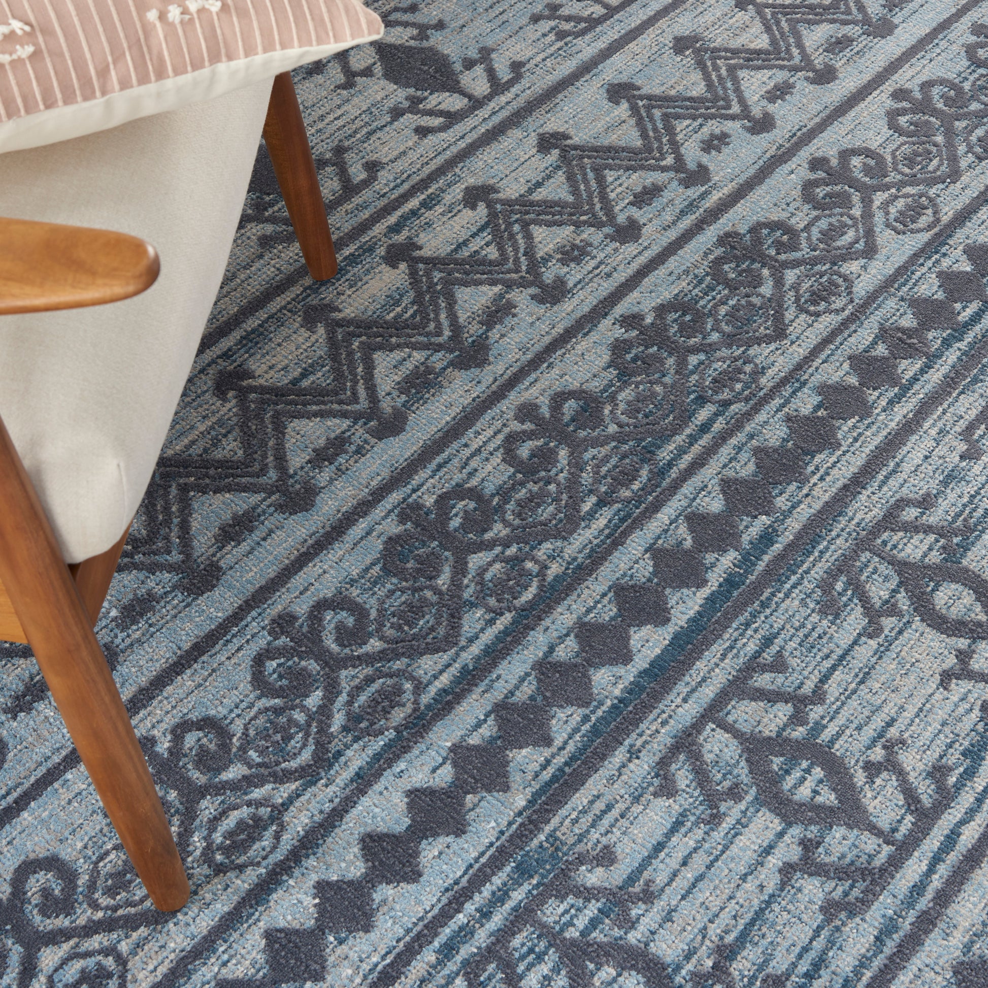 Nourison Home Asilah  Light Blue Charcoal  Contemporary