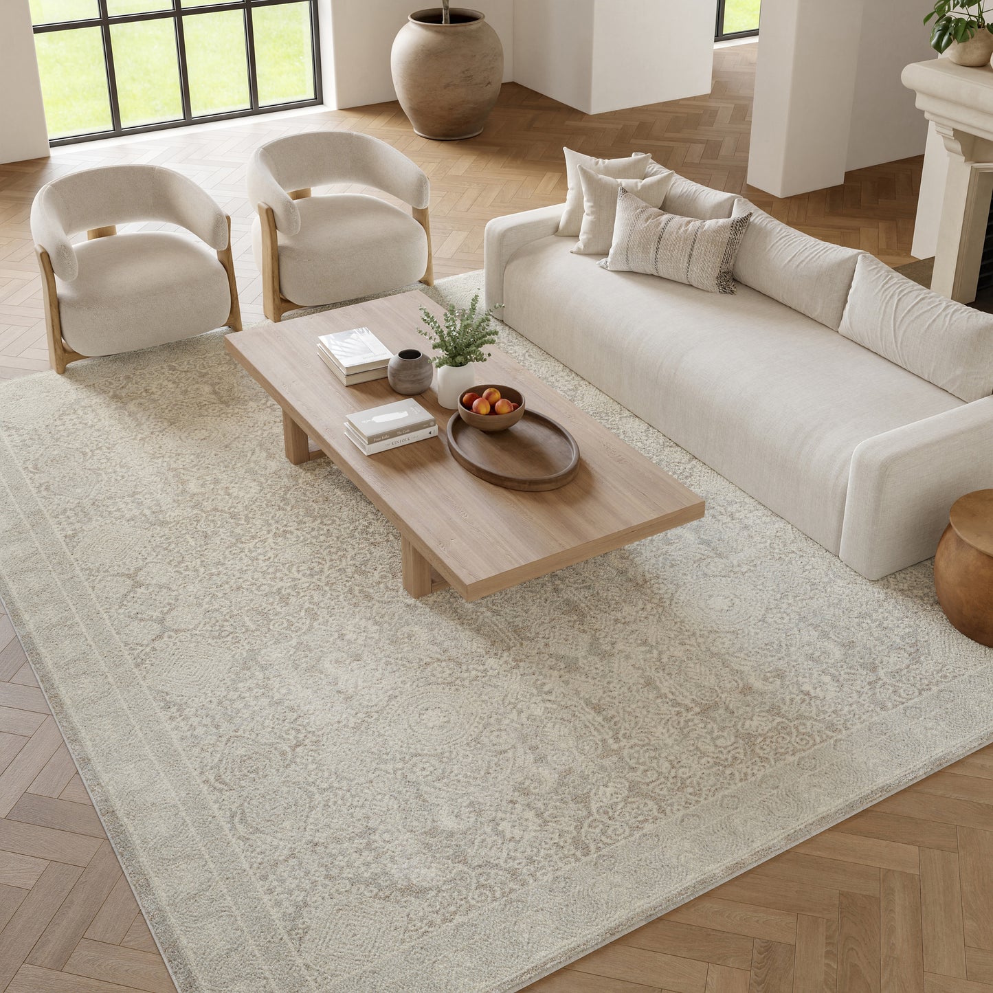 Nourison Home Eco Cycle  Silver Ivory  Traditional