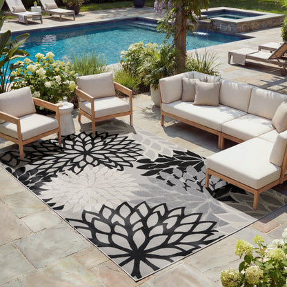 Nourison Home Aloha  Black White  Contemporary