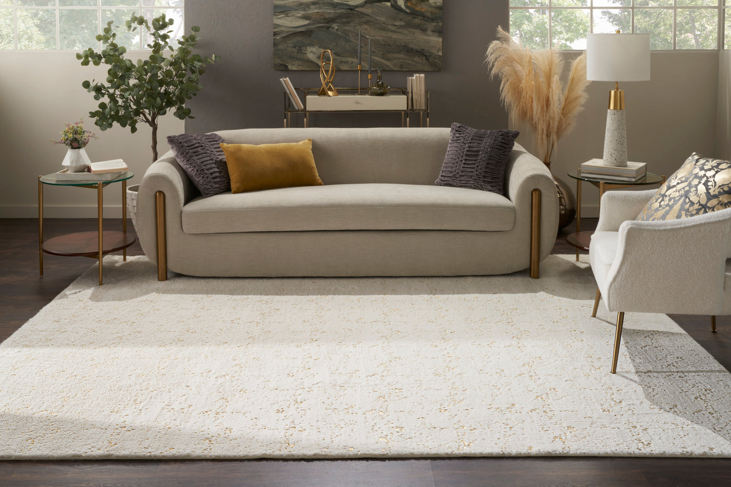 Nourison Home Cozy Shimmer  Ivory Gold  Contemporary