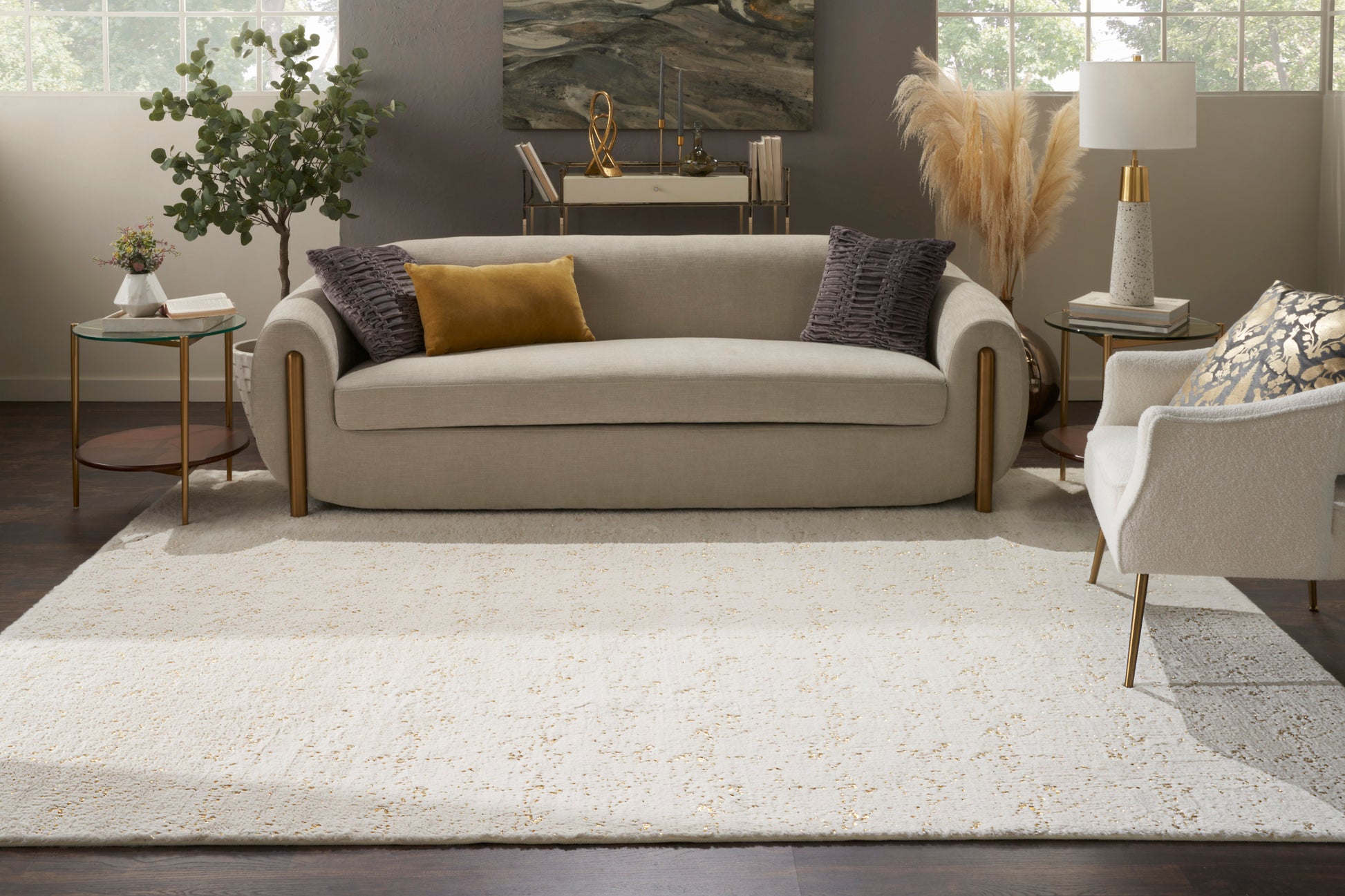 Nourison Home Cozy Shimmer  Ivory Gold  Contemporary