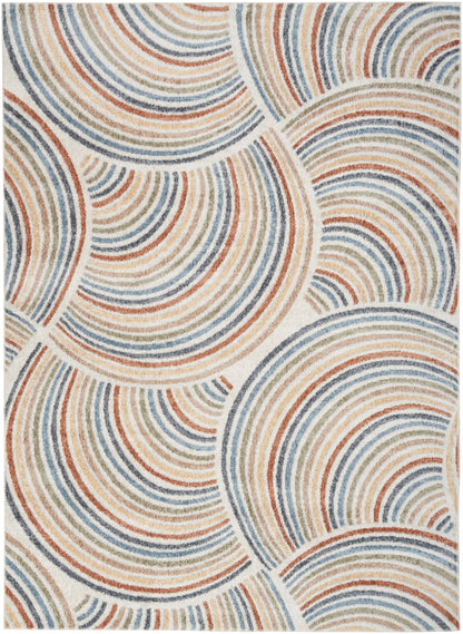 Nourison Home Astra Machine Washable ASW08 Ivory Multicolor Contemporary Power-loomed Rug