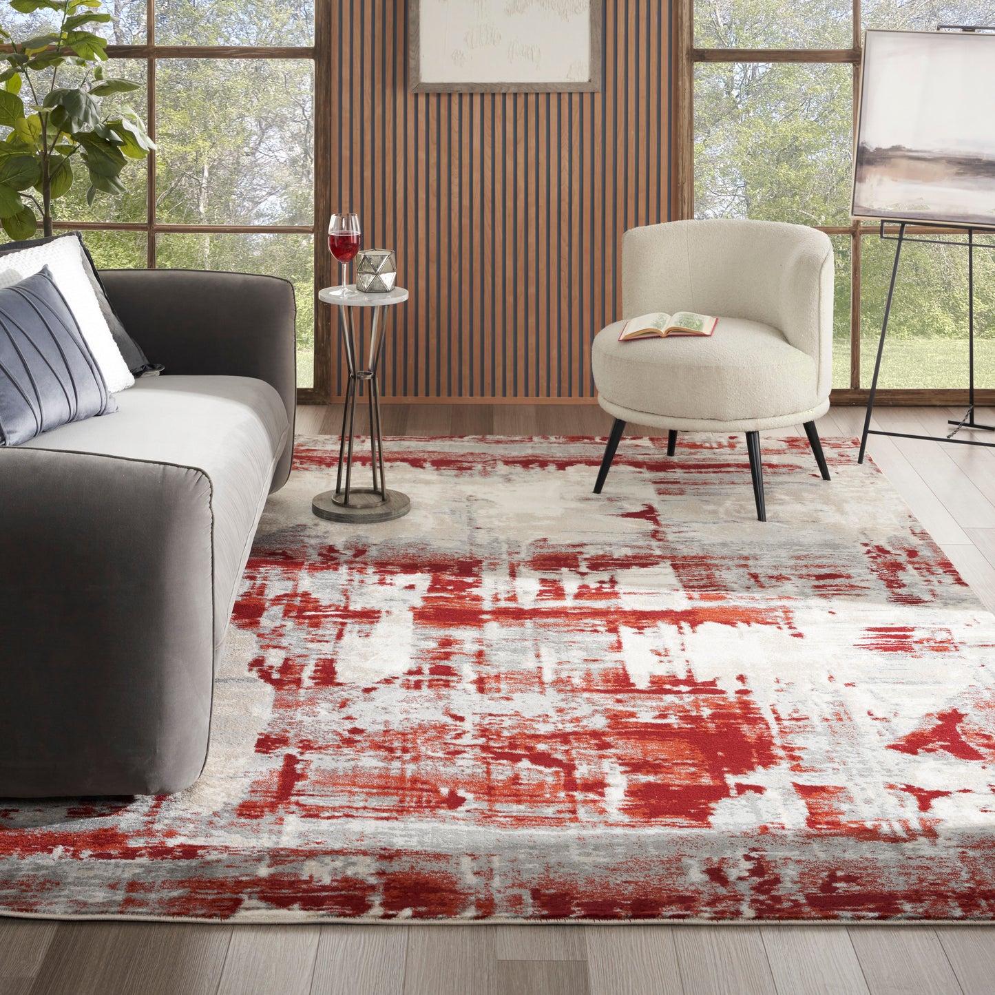 Nourison Home Maxell  Ivory Red  Contemporary