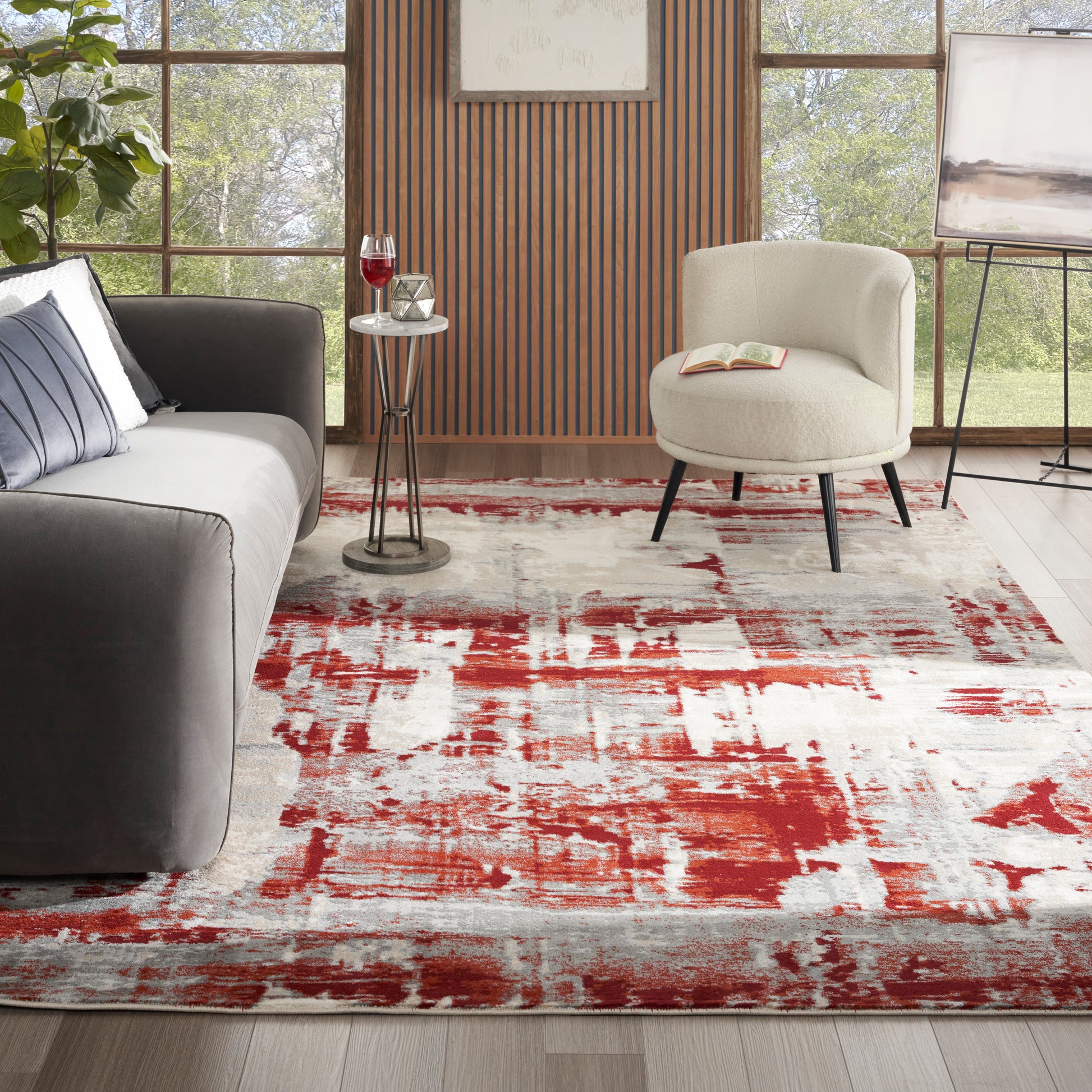 Nourison Home Maxell  Ivory Red  Contemporary