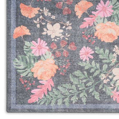 Nourison Home Botanical Washables  Charcoal Multicolor  Contemporary