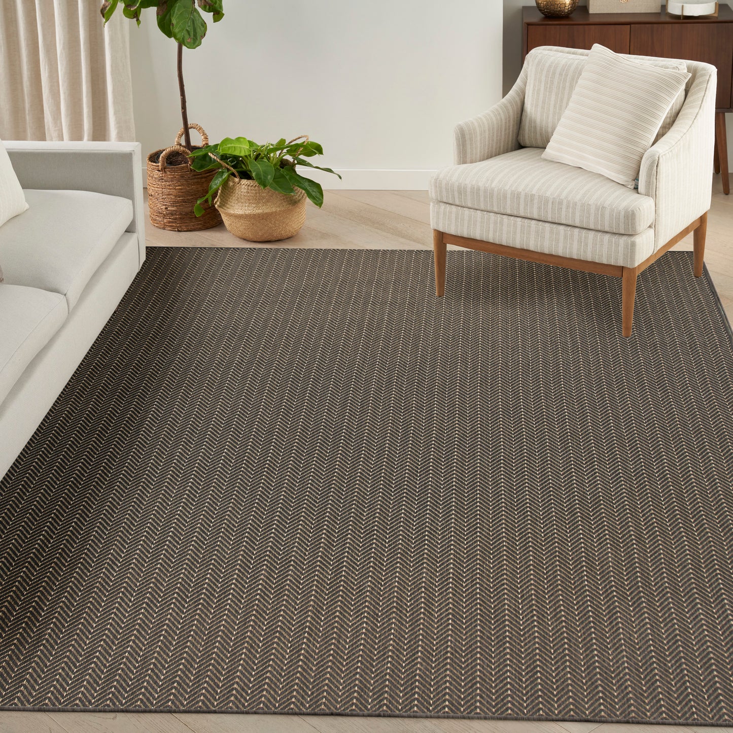 Nourison Home Horizon Indoor/Outdoor  Charcoal  Contemporary